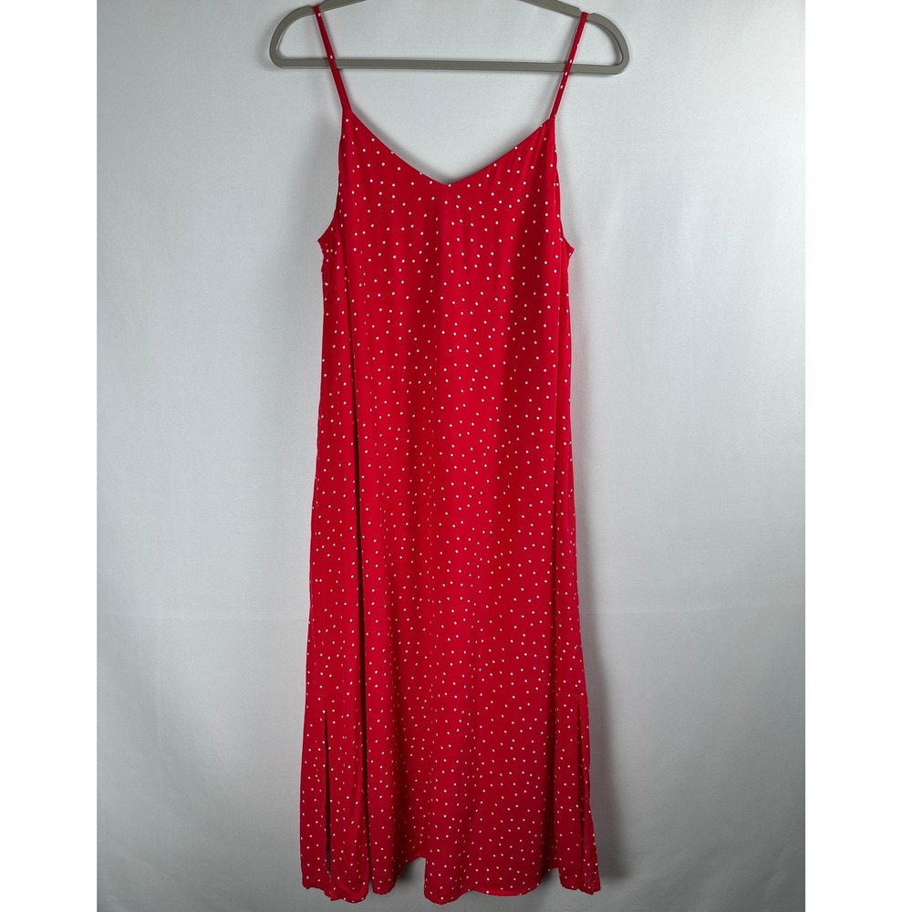Gap Tie Back Cami Midi Dress Small Red Polka Dot Romantic Coquette Retro